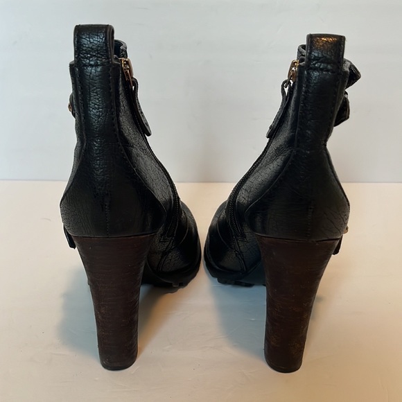 Tory Burch Black Landers Leather Moto Ankle Boot  Bootie - Picture 6 of 11
